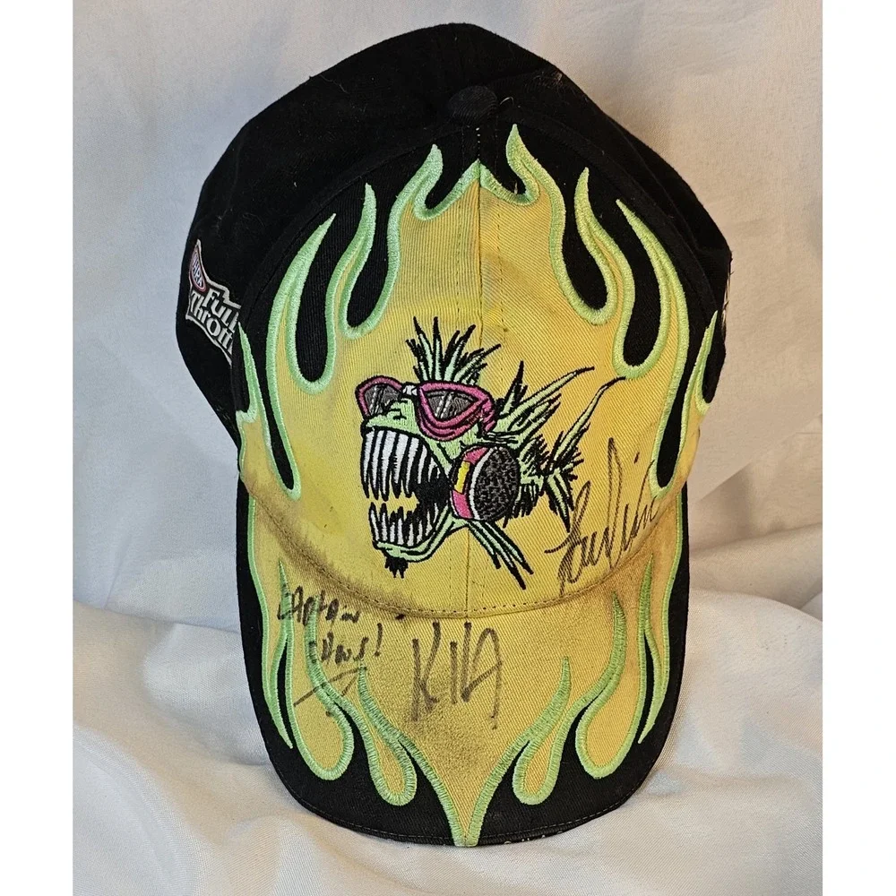 NHRA Nitro Fish Full Throttle Drag Racing Cap Flames Signed Kenny Koretsky & Mor